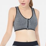 Grey And Black Textured Racerback Sports Bra