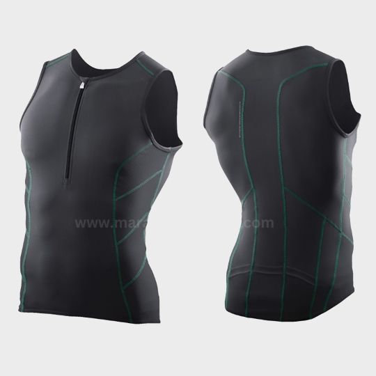 wholesale black with green paneling sleeveless marathon tank top