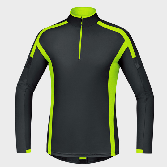 wholesale black and neon green long sleeve marathon t-shirt supplier