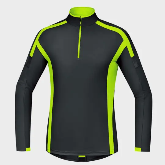 black and neon green long sleeve shirt