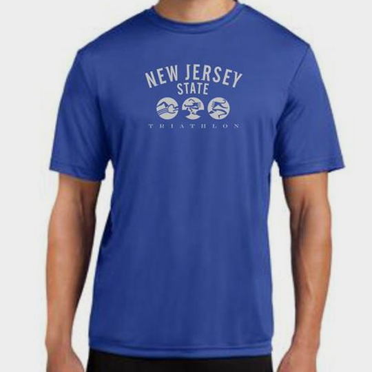 Wholesale Blue Captioned Short Sleeve Marathon T-shirt Supplier USA