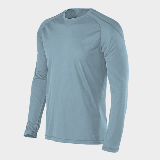 Long Sleeve Greyish Blue Half Marathon T-shirt Manufacture USA