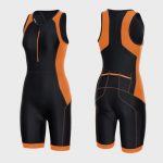 wholesale black and orange triathlon suit supplier