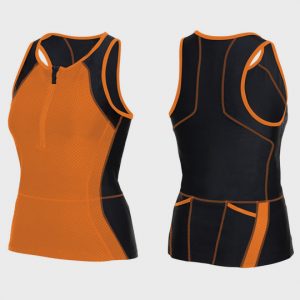 wholesale womens orange and black triathlon suit top supplier