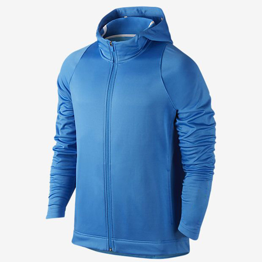 blue hooded jacket