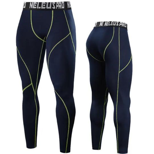 Navy Blue with Green Stripe Marathon Pants