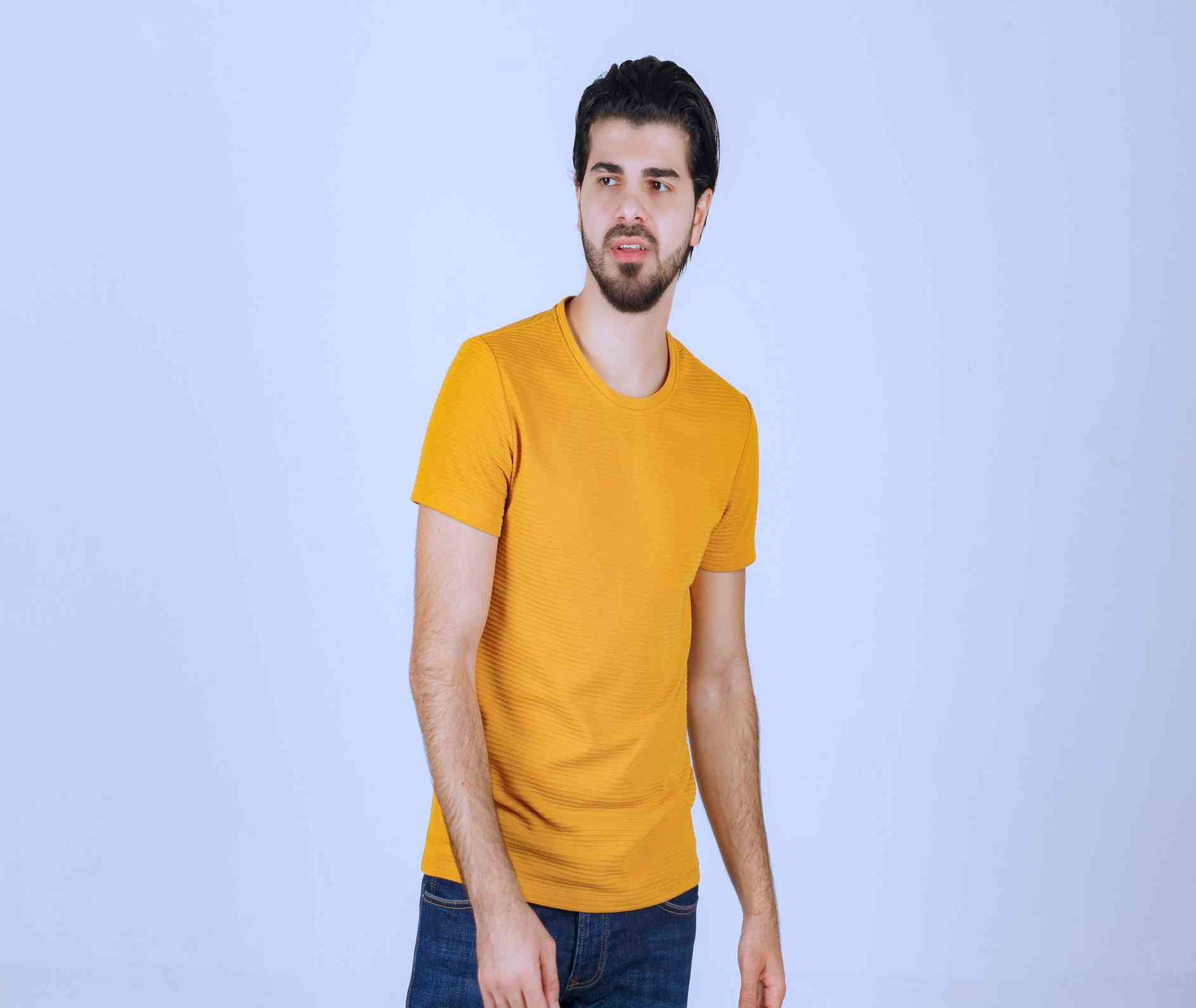 round neck yellow -t-shirt
